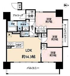 ザ・大阪レジデンス梅田 3LDKの間取図画像