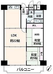 ローレルハイツ大淀1号棟 2LDKの間取図画像