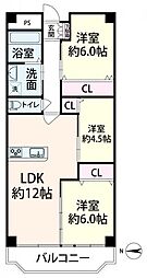 ローレルハイツ北天満2号棟西棟 3LDKの間取図画像