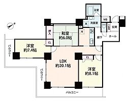 キングマンション堂島川 3LDKの間取図画像