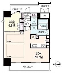 ジオ天満橋 1LDKの間取図画像