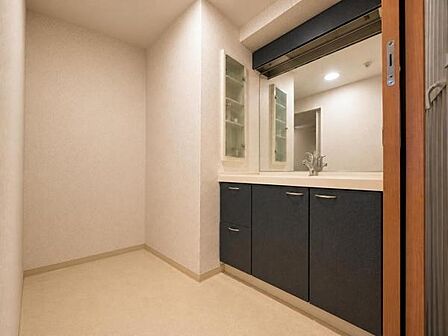 身支度やスキンケアも快適に行えます。掲載写真の小物はAI加工により除去しています。