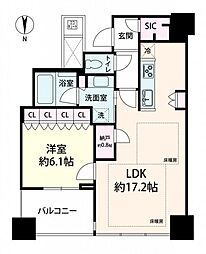 シティタワー大阪天満ザ・リバー&パークス 1LDKの間取図画像