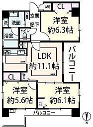 パルメーラ南大江 2SLDKの間取図画像