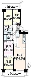 ベル・パークシティL棟 3SLDKの間取図画像
