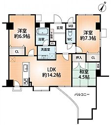 プリオーレ26菊水 3LDKの間取図画像