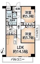 パレス大開通 2SLDKの間取図画像