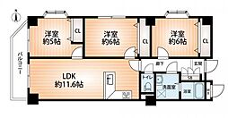 メゾン西灘 3LDKの間取図画像