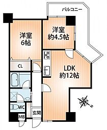 プリオーレ神戸 2LDKの間取図画像
