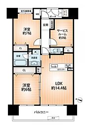 コスモシティ住吉川公園A棟 2SLDKの間取図画像