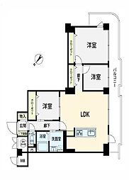 クローバーハイツ三宮 3LDKの間取図画像