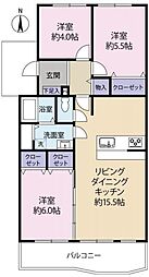 稲毛パークハウスF棟 3LDKの間取図画像