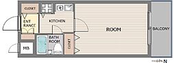 ライオンズプラザ府中是政駅前 1Kの間取図画像