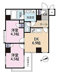 ドメイン国分寺 1SDKの間取図画像