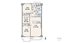 立花グリーンハイツ4号棟 2SLDKの間取図画像