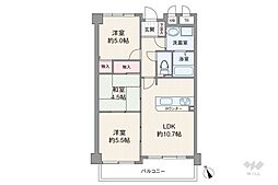 コケット立花 3LDKの間取図画像