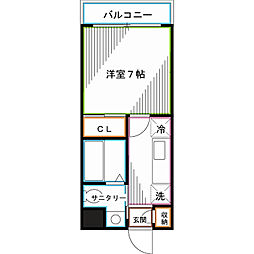 JR総武線 荻窪駅 徒歩9分の賃貸マンション 1階1Kの間取り