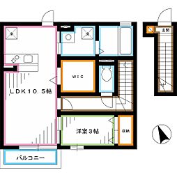 JR中央本線 西荻窪駅 徒歩15分の賃貸アパート 2階1LDKの間取り