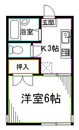 JR総武線 荻窪駅 徒歩12分の賃貸アパート 1階1Kの間取り