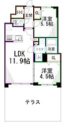 西武新宿線 鷺ノ宮駅 徒歩3分の賃貸マンション 1階2LDKの間取り