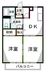 西武新宿線 上井草駅 徒歩13分の賃貸アパート 2階2DKの間取り