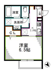 京王井の頭線 浜田山駅 徒歩6分の賃貸アパート 2階1Kの間取り