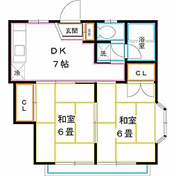 グリーンハイツ 2DKの間取図画像