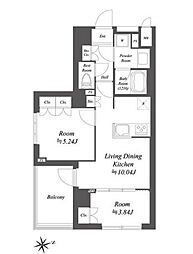 杉並区荻窪2丁目マンション 2LDKの間取図画像