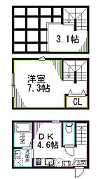 ハーミットクラブハウス高井戸 1DKの間取図画像