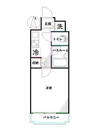 ルーブル上鷺宮弐番館 ワンルームの間取図画像