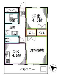 RAYHAUS善福寺川公園 2DKの間取図画像