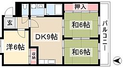 メルローズ二号館 3DKの間取図画像