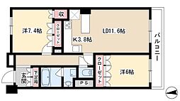 プライムメゾン御器所 3階2LDKの間取り