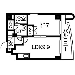 サンリヴァーメゾン 7階1LDKの間取り