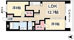 S-RESIDENCE茶屋ヶ坂East 9階2LDKの間取り