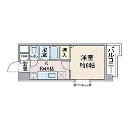 ハイツサンシャインII 2階1Kの間取り