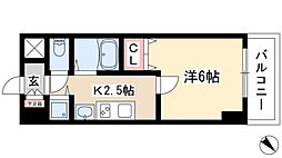 プレサンス新栄リミックス 5階1Kの間取り