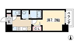 リバーコート砂田橋II 4階1Kの間取り