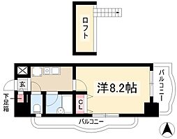 現代ハウス新栄 11階1Kの間取り