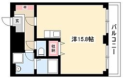 東山ビレッジ 1階ワンルームの間取り
