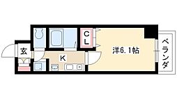 プレサンス泉セレグレード 5階1Kの間取り