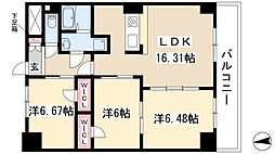 S-FORT鶴舞reale 3階3LDKの間取り