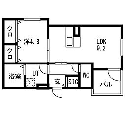Anecis桜山西 1階1LDKの間取り