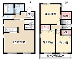 ベルリード川上町B棟 1階3LDKの間取り