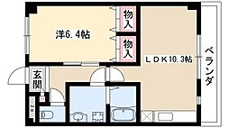 リバーサイド・愛 1階1LDKの間取り