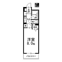 ハイネス修芳 1Kの間取図画像