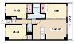 ベルルージュ上社 3LDKの間取図画像