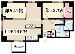 C.P.pure隼人町 2LDKの間取図画像