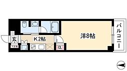 レジディア高岳 1Kの間取図画像