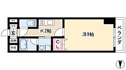 RESIDIA東桜 1Kの間取図画像